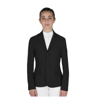 Kinderwedstrijdjas Equestro slim fit met drie knopen Zwart