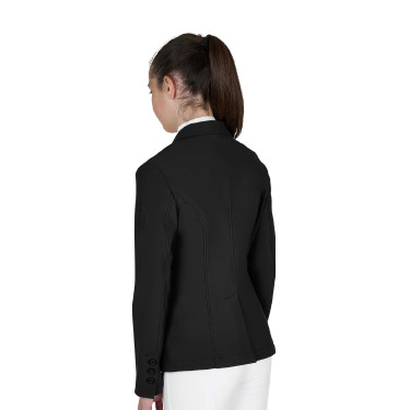 Kinderwedstrijdjas Equestro slim fit met drie knopen Zwart Kinderwedstrijdjas Equestro slim fit met drie knopen Zwart