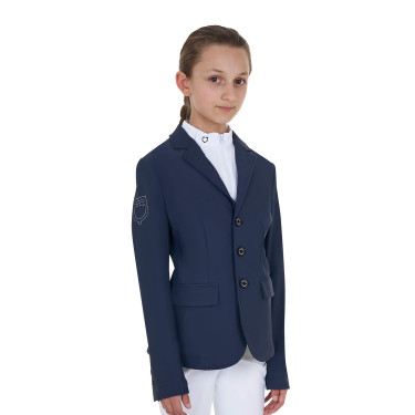 Veste de concours enfant unisexe Equestro x FISE trois boutons Marine blazer Bleu marine Veste de concours enfant unisexe Equestro x FISE trois boutons Marine blazer Bleu marine