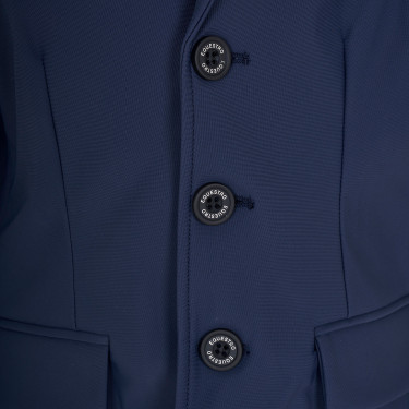 Uniseks wedstrijdjasje voor kinderen Equestro x FISE met drie knopen Marineblazer Marineblauw