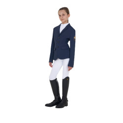 Veste de concours enfant unisexe Equestro x FISE trois boutons Marine blazer Bleu marine Veste de concours enfant unisexe Equestro x FISE trois boutons Marine blazer Bleu marine