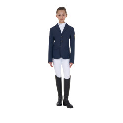 Veste de concours enfant unisexe Equestro x FISE trois boutons Marine blazer Bleu marine Veste de concours enfant unisexe Equestro x FISE trois boutons Marine blazer Bleu marine