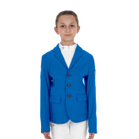 Veste de concours enfant unisexe Equestro x FISE trois boutons Bleu de savoie Veste de concours enfant unisexe Equestro x FISE trois boutons Bleu de savoie