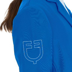 Veste de concours enfant unisexe Equestro x FISE trois boutons Bleu de savoie