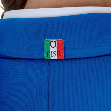 Veste de concours enfant unisexe Equestro x FISE trois boutons Bleu de savoie