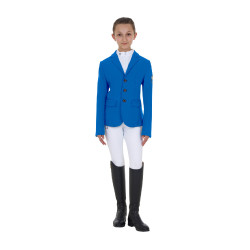 Veste de concours enfant unisexe Equestro x FISE trois boutons Bleu de savoie