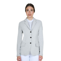 Veste de concours femme Equestro avec logo embossé Brume portuaire Veste de concours femme Equestro avec logo embossé Brume portuaire