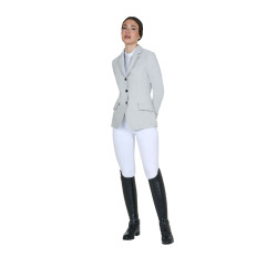 Veste de concours femme Equestro avec logo embossé Brume portuaire Veste de concours femme Equestro avec logo embossé Brume portuaire