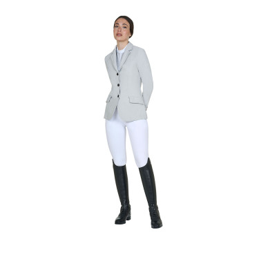 Veste de concours femme Equestro avec logo embossé Brume portuaire Veste de concours femme Equestro avec logo embossé Brume portuaire