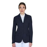 Veste de concours femme Equestro avec logo embossé Marine blazer Bleu marine Veste de concours femme Equestro avec logo embossé Marine blazer Bleu marine