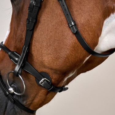 Ronde leren hoofdstel Working By Dy'on Zwart