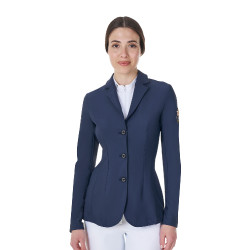 Dames wedstrijdjasje Equestro x FISE met drie knopen Marineblazer Marineblauw