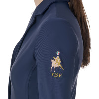 Dames wedstrijdjasje Equestro x FISE met drie knopen Marineblazer Marineblauw Dames wedstrijdjasje Equestro x FISE met drie knopen Marineblazer Marineblauw