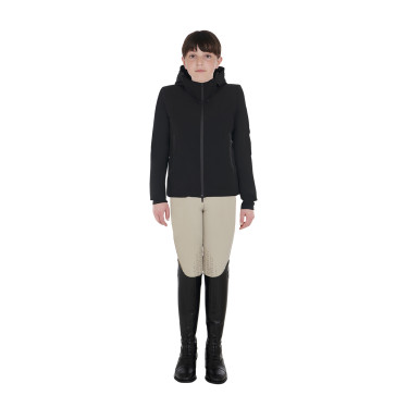 Veste enfant unisexe Equestro imperméable et coupe-vent en nylon Noir