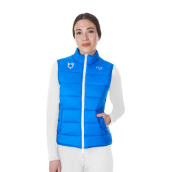 Veste sans manches femme Equestro x FISE coupe slim Bleu de savoie Veste sans manches femme Equestro x FISE coupe slim Bleu de savoie