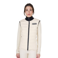 Veste sans manches femme Equestro zippé en mélange technique Blanc antique Beige