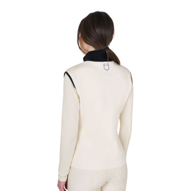 Dames bodywarmer Equestro met rits in technische mix Antiek wit Beige