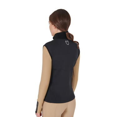 Veste sans manches femme Equestro zippé en mélange technique Noir