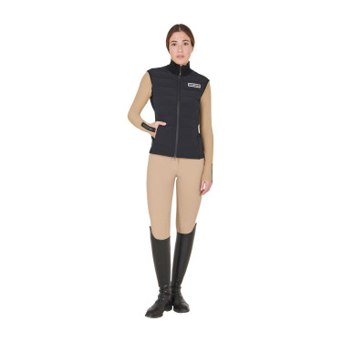 Veste sans manches femme Equestro zippé en mélange technique Noir