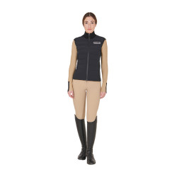 Veste sans manches femme Equestro zippé en mélange technique Noir