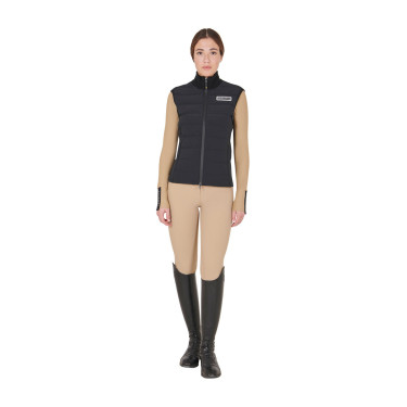 Veste sans manches femme Equestro zippé en mélange technique Noir