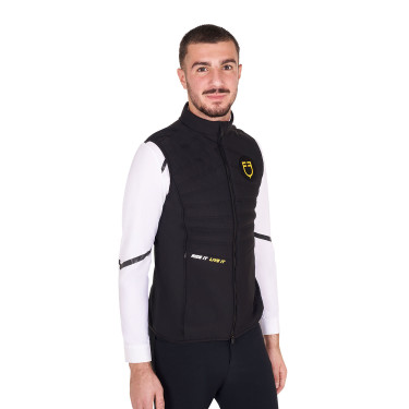 Heren bodywarmer Equestro slim fit in technische stof Zwart