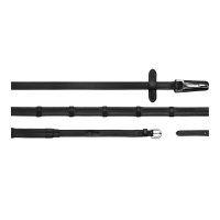 Rubberen teugels 5/8" Dy'on Working-collectie met lederen stops en musketonhaak Zwart