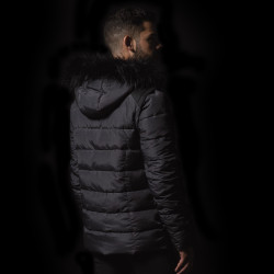 Parka Homme QUEBEC Flags & Cup Gris chiné / noir Parka Homme QUEBEC Flags & Cup Gris chiné / noir