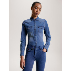 Tommy Hilfiger Equestrian stretch denim overhemd Woodside dames Erfgoed Blauw Tommy Hilfiger Equestrian stretch denim overhemd Woodside dames Erfgoed Blauw