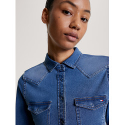 Chemise en denim Tommy Hilfiger Equestrian stretch woodside femme Heritage Bleu Chemise en denim Tommy Hilfiger Equestrian stretch woodside femme Heritage Bleu