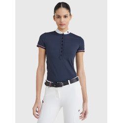 Tommy Hilfiger Equestrian wedstrijdpolo met korte mouwen voor dames Woestijnlucht Blauw Tommy Hilfiger Equestrian wedstrijdpolo met korte mouwen voor dames Woestijnlucht Blauw