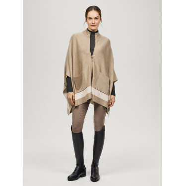 Gebreide poncho met streep Tommy Hilfiger Equestrian sluiting Taupe Bruin Gebreide poncho met streep Tommy Hilfiger Equestrian sluiting Taupe Bruin