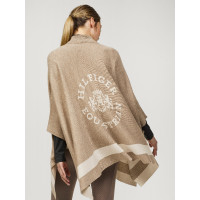 Gebreide poncho met streep Tommy Hilfiger Equestrian sluiting Taupe Bruin Gebreide poncho met streep Tommy Hilfiger Equestrian sluiting Taupe Bruin