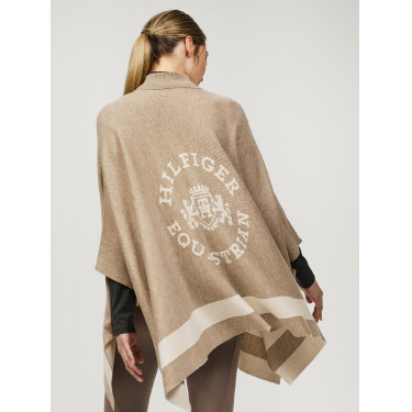 Gebreide poncho met streep Tommy Hilfiger Equestrian sluiting Taupe Bruin Gebreide poncho met streep Tommy Hilfiger Equestrian sluiting Taupe Bruin