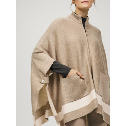 Gebreide poncho met streep Tommy Hilfiger Equestrian sluiting Taupe Bruin