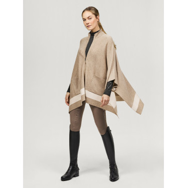 Gebreide poncho met streep Tommy Hilfiger Equestrian sluiting Taupe Bruin Gebreide poncho met streep Tommy Hilfiger Equestrian sluiting Taupe Bruin