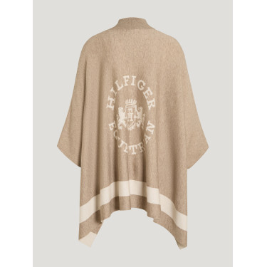 Gebreide poncho met streep Tommy Hilfiger Equestrian sluiting Taupe Bruin Gebreide poncho met streep Tommy Hilfiger Equestrian sluiting Taupe Bruin