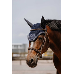 Bonnet chasse mouche Equithème Brocart Marine Bleu marine