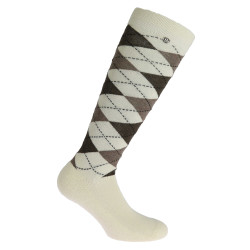 Chaussettes Equithème Argyle femme Ecru / taupe Blanc