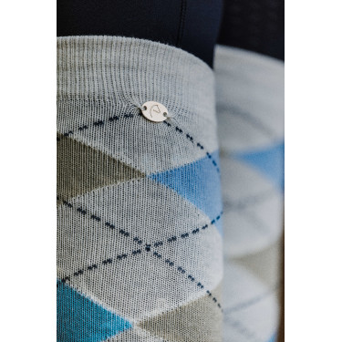 Chaussettes Equithème Argyle femme Gris clair / bleu ciel