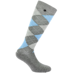 Chaussettes Equithème Argyle femme Gris clair / bleu ciel