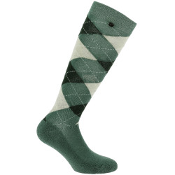 Equithème Argyle damessokken Saliegroen / antraciet