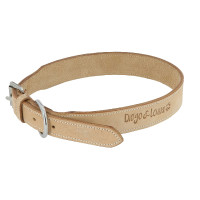 Leren halsband Diego & Louna voor hond Natuurlijk Bruin
