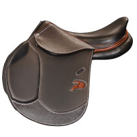 Selle doublée Saumur personnalisée Privilege Equitation Marron / bleu électrique Selle doublée Saumur personnalisée Privilege Equitation Marron / bleu électrique
