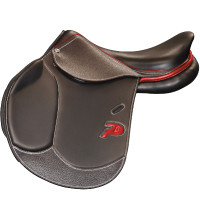 Selle doublée Saumur personnalisée Privilege Equitation Marron / bleu électrique Selle doublée Saumur personnalisée Privilege Equitation Marron / bleu électrique