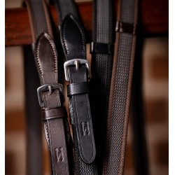Rênes Horseware Continental grip caoutchouc Noir Rênes Horseware Continental grip caoutchouc Noir