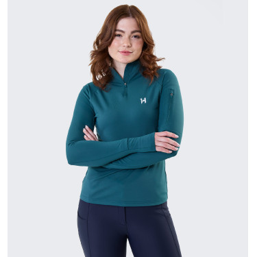Polo 1/4 Zip Horseware hiver Strive femme Vert dynastie