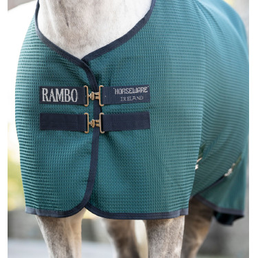 Horseware Rambo Techni Waffle Cooler zweetdeken Groen dynastie / marine / zilver