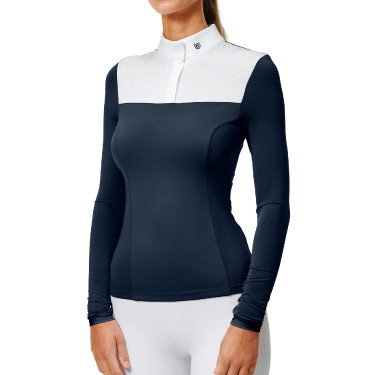 Polo de concours manches longues Equestrian Stockholm refined femme Marine Bleu marine