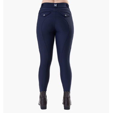 Dames winterrijbroek Horseware Flexfit met kniestukken grip Marine Marineblauw